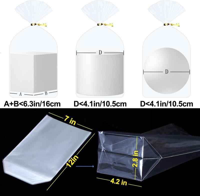 ZIMCEMS 50Pcs 7X12 inch Bottom Gusset Bags Clear Cellophane Gift Bags Plastic Gift Wrap Cello Bags for Party Favor Treats, Goodie,Bakery Cookie, Candy with5 Twist Ties - Image 4